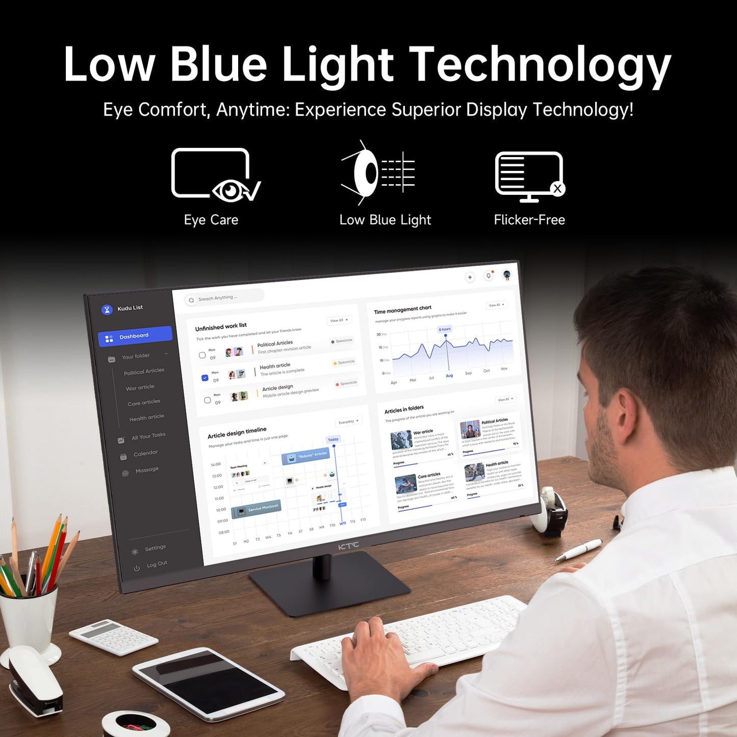 32 Inch 4K Smart Monitor with Google TV System UHD 3440x2560P Hey Google Voice Remote Netflix Licensed Dolby Audio HDR KVM Technology WiFi Bluetooth 65W PD Type C Fast Charger VESA Support