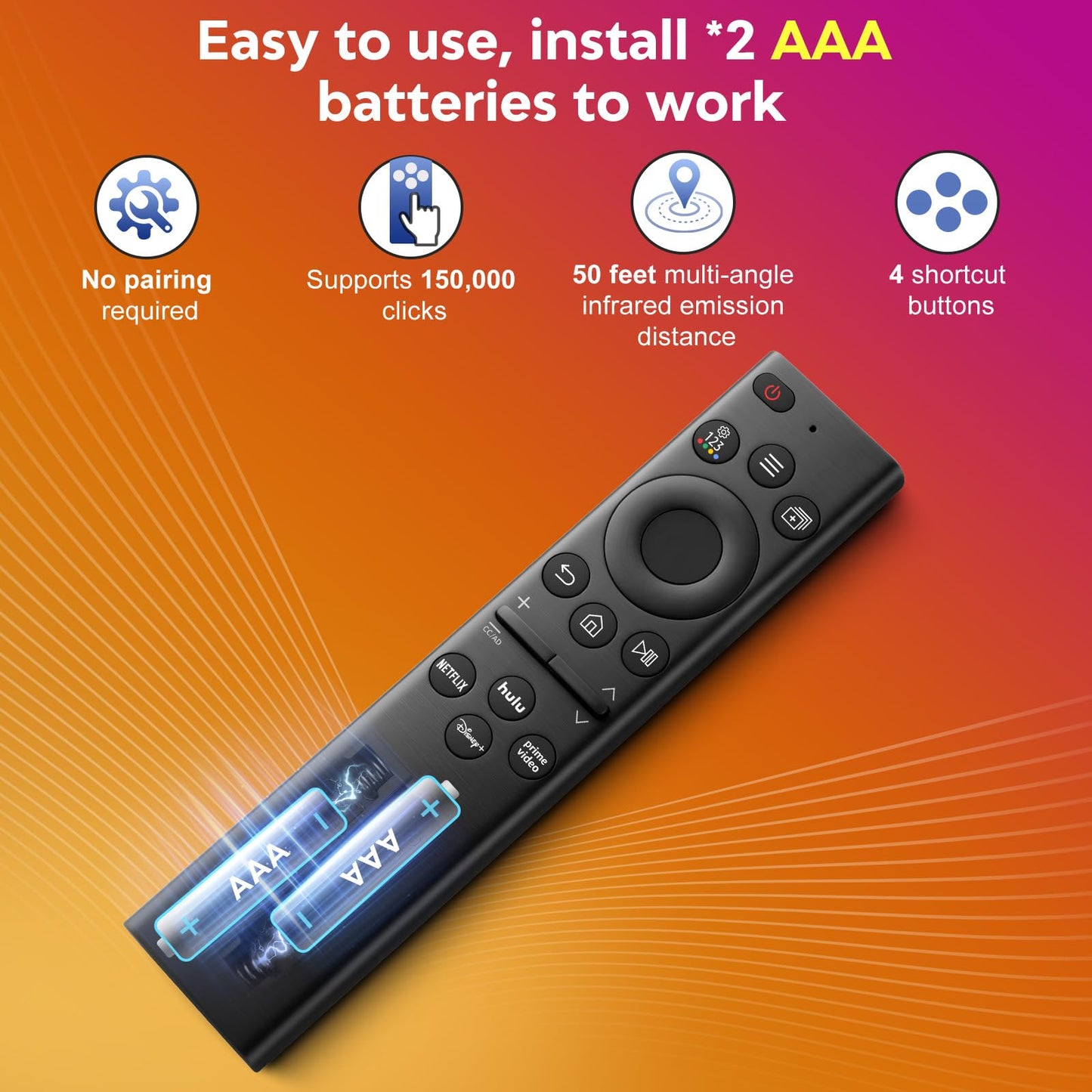 Rechargeable Voice Remote for Samsung-TV-Remote-Control-Replacement Compatible with Samsung Smart Solar Frame QLED Curved Crystal UHD OLED TVs
