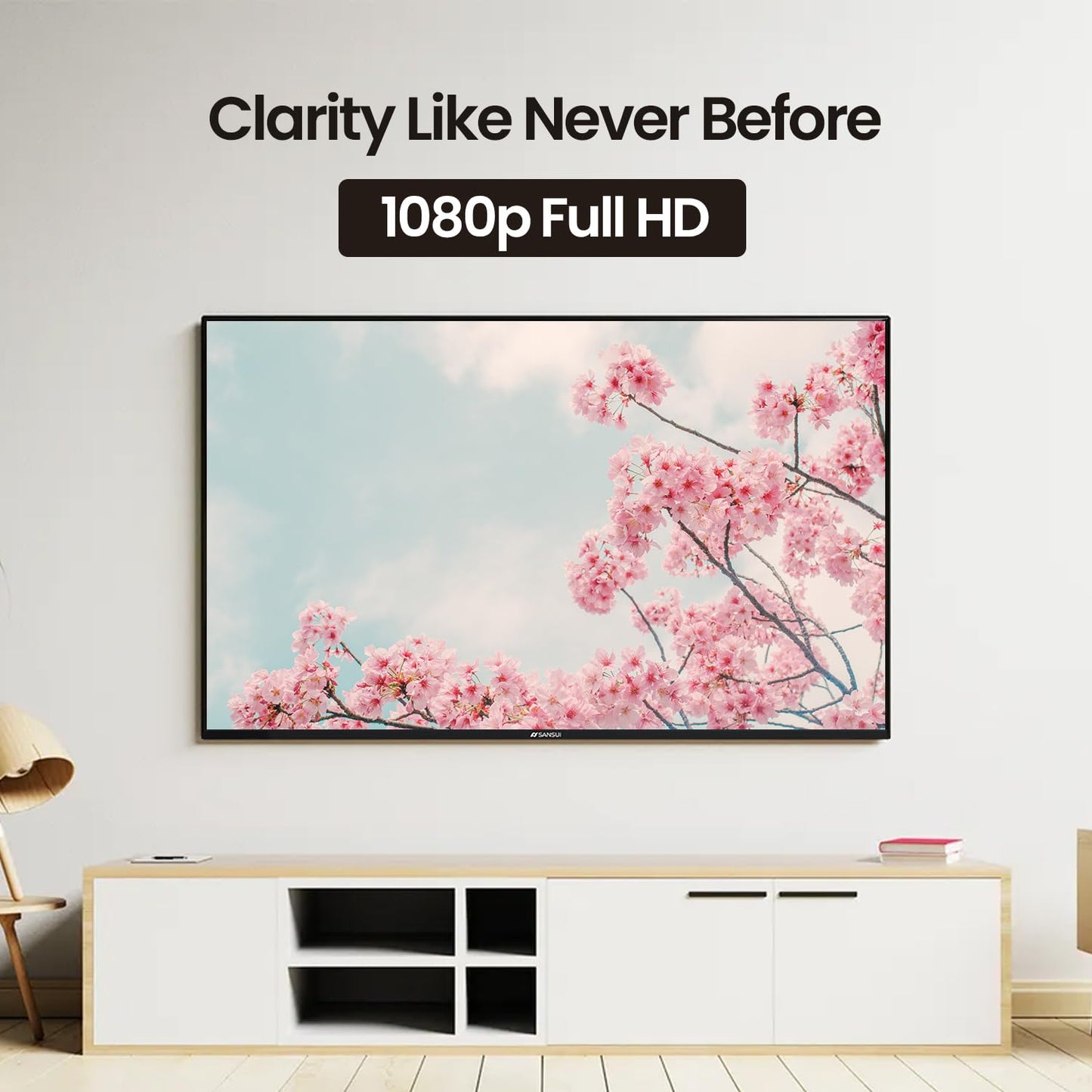 SANSUI 40 Inch Smart LED TV FHD 1080P, WebOS with Google Play & Game Optimizer, Dolby Vision HDR Atmos, 16W Speakers, Apple Home Compatibility, WiFi Bluetooth Ethernet, Frameless VESA