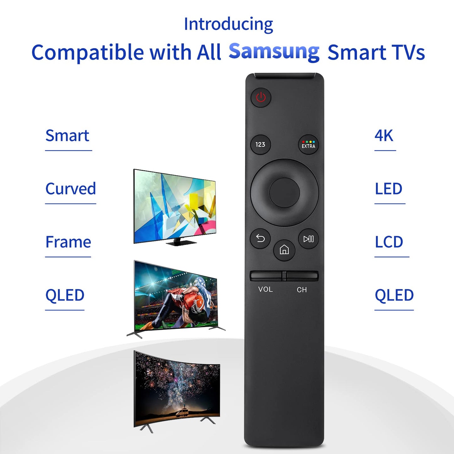 Rechargeable Voice Remote for Samsung-TV-Remote-Control-Replacement Compatible with Samsung Smart Solar Frame QLED Curved Crystal UHD OLED TVs