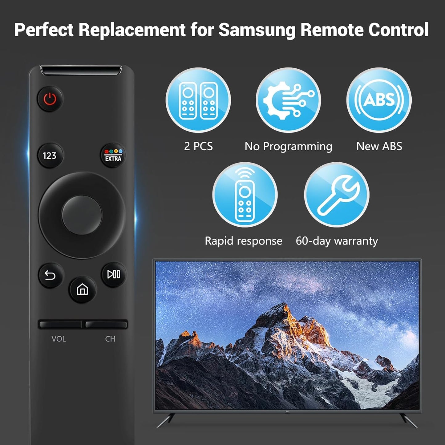 【Pack of 3】 Replacement for All Samsung-TV-Remote, Universal Remote Control for All Samsung Smart TV, UHD OLED QLED Frame Series TVs - No Programming