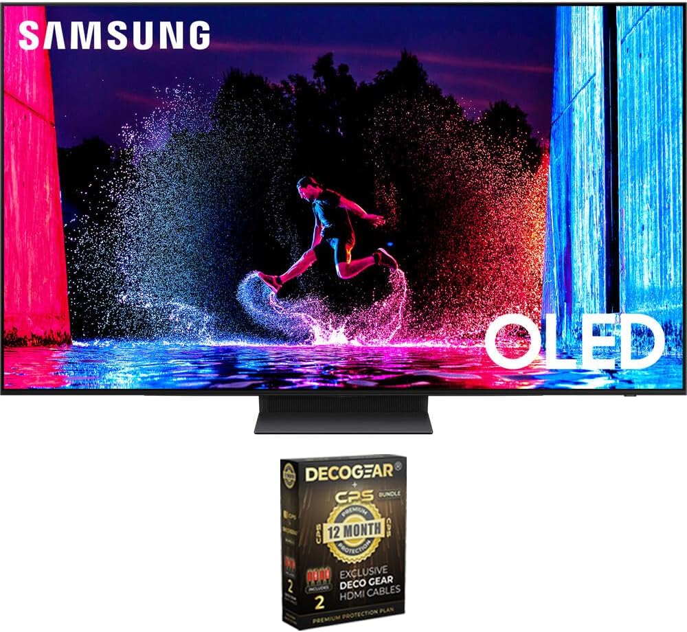 Samsung QN42S90DA 42 Inch OLED 4K Smart TV 2024 Bundle with Deco Gear 2X 4K HDMI 2.0 Cable with Pure Copper Conductors & CPS Exclusive 12 Month Protection Pack Bundle (BEACH-CPS-261500)