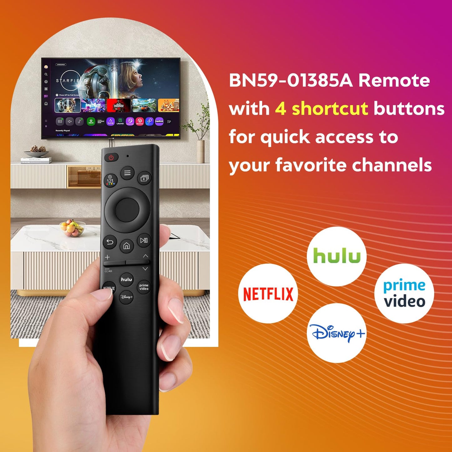 Rechargeable Voice Remote for Samsung-TV-Remote-Control-Replacement Compatible with Samsung Smart Solar Frame QLED Curved Crystal UHD OLED TVs