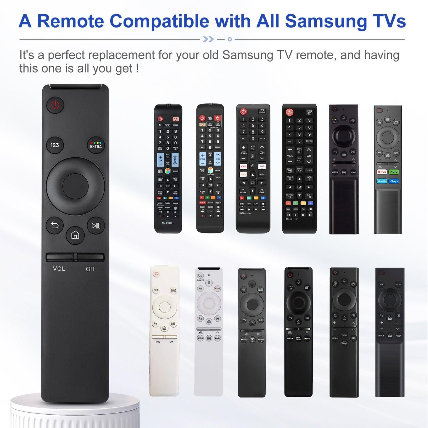 Rechargeable Voice Remote for Samsung-TV-Remote-Control-Replacement Compatible with Samsung Smart Solar Frame QLED Curved Crystal UHD OLED TVs