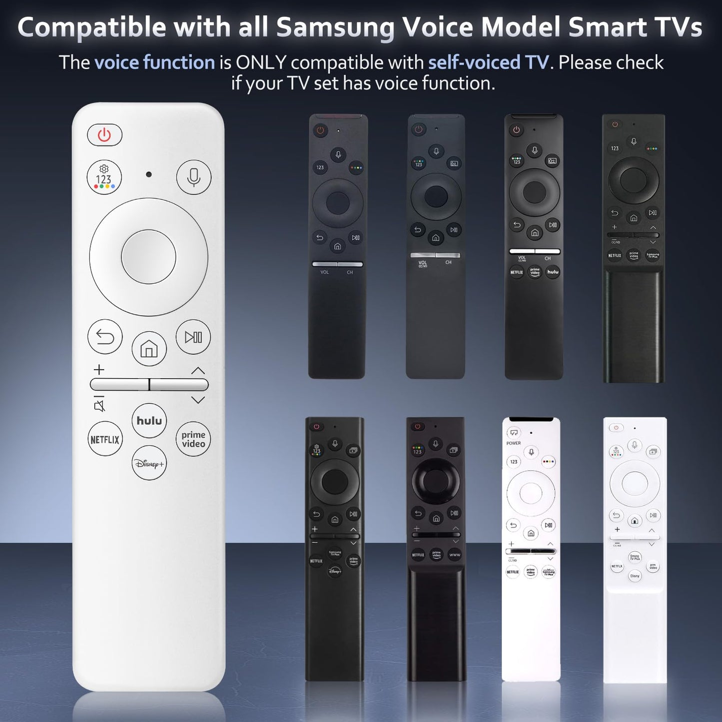 Rechargeable Voice Remote for Samsung-TV-Remote-Control-Replacement Compatible with Samsung Smart Solar Frame QLED Curved Crystal UHD OLED TVs