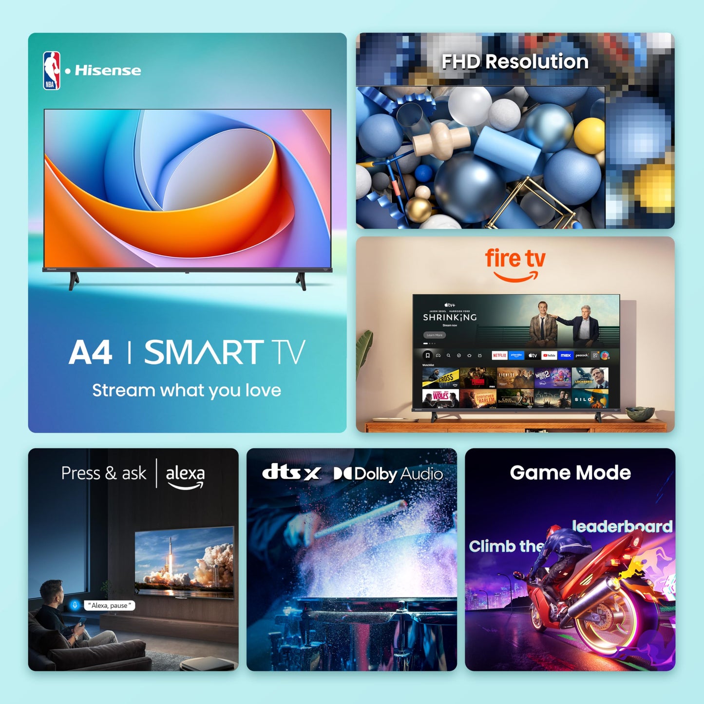 Hisense 40-Inch Class A4 Series FHD 1080p Smart Fire TV (40A4NF, 2025 Model) - DTS Virtual: X, Slim Bezel Design, Alexa Built in