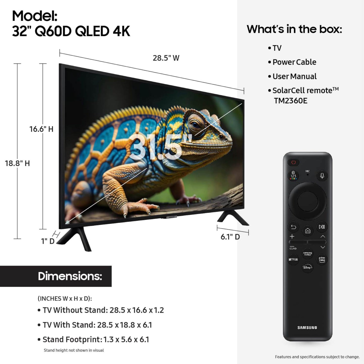SAMSUNG 50-Inch Class QLED 4K Q60D Series Quantum HDR Smart TV w/Object Tracking Sound Lite, Motion Xcelerator, Slim Design, Gaming Hub, Alexa Built-in (QN50Q60D, 2024 Model)