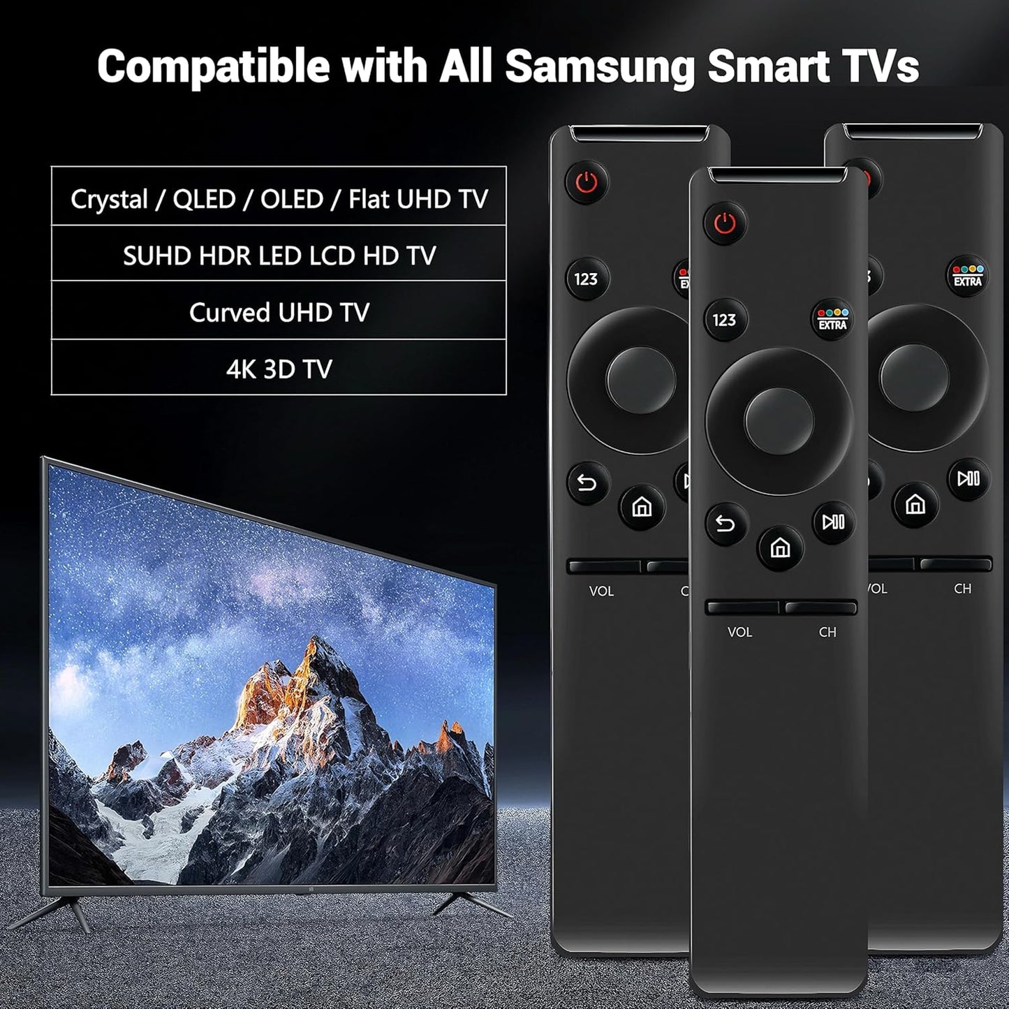 【Pack of 3】 Replacement for All Samsung-TV-Remote, Universal Remote Control for All Samsung Smart TV, UHD OLED QLED Frame Series TVs - No Programming